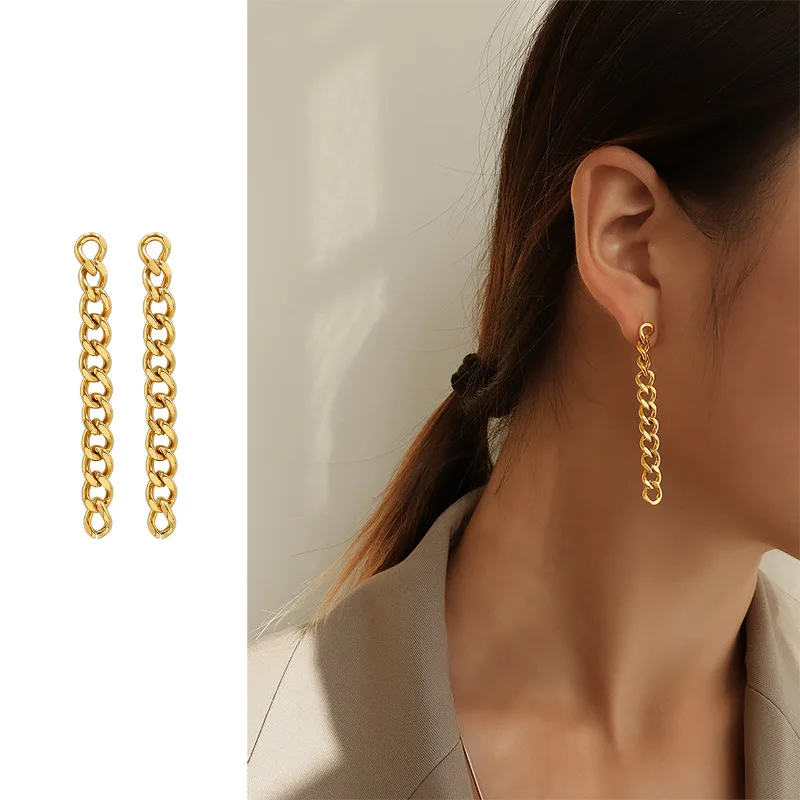 Exagerat de Bijuterii Lanț Gros pentru Femei de Înaltă Calitate din Oțel Titan Aur-placa de Lant Cercei Bijuterii pentru Femei