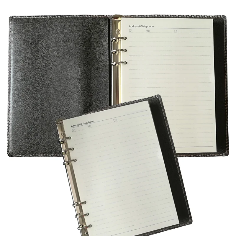 Căptușit coperta piele PU Biblioraft A5 Notepad pentru Om, creator de pliere notebook-uri de afaceri cu hârtie bej