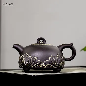 Yixing de Lux ceai oală de Lut Violet filtru Ceainic frumusete fierbător Prime de minereu de noroi Negru Handmade set de Ceai Autentic de Mare capacitate 450ml