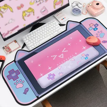 80x40cm Pisică Ureche Gaming Mouse Pad Anime Mari Mousepad Tastatură de Calculator de birou de Birou de Masa Mat Pentru PC NS Gamer Accesorii