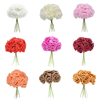 24buc 7cm Spuma Trandafiri Flori Pentru Acasă Decorare Nunta Scrapbooking PE Capete de Flori Saruta Bile de mai Multe Culori de Flori de Trandafir