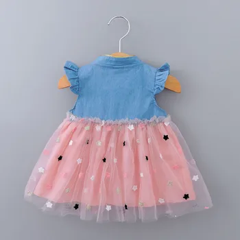 Rochie de vara Fete pentru Copii Haine Noi Fata de Moda Jean Rochie roz albastru șifon Copil Rochie stil coreean en-gros de îmbrăcăminte