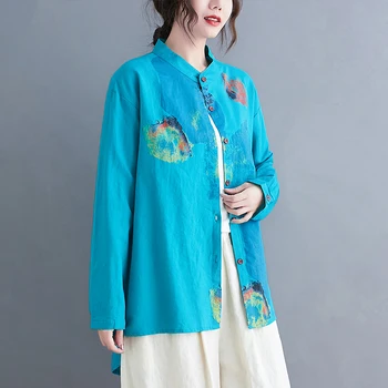 Lenjerie de pat din bumbac plus dimensiune vintage moda coreeană topuri Casual lejere de primavara toamna bluza femei tricou 2021 îmbrăcăminte