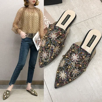 2021, Femei De Lux Catâri Doamnelor Vara Chineză Papuci De Femei Pantofi Noi Tocuri Joase Plat Pantofi Casual Femei Flip Flops