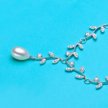 SHDIYAYUN 2019 Pearl Colier Argint 925 Bijuterii Pentru Femei Naturale de apă Dulce Perla Cravată Colier Frunze Pandantiv Cadou