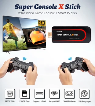 Super Consola X STICK Retro Consola de jocuri Pentru PS1/N64/DC 50000+ Jocuri HD 4K TV prin Cablu Cutie Portabilă de jocuri Video Wirelsssx2