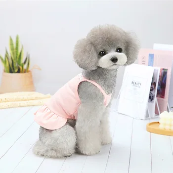 Câine drăguț Haine Rochie de Flori de Imprimare Îmbrăcăminte pentru animale de Companie pentru Câini de talie Mică, de Culoare Solidă Simplu la Modă de Primăvară-Vară Yorkies Roz Ropa Perro