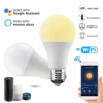 4buc Wifi Bec Inteligent LED Lampă Bec E27 B22 15W Estompat Rece, Cald, Inteligent Bec Lampa AC220V/110V Zi Lumina de Noapte Auto On/Off