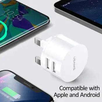 Dual USB Rotund Încărcător de Călătorie 2.1 O Încărcare Rapidă Pentru iPhone Huawei Mate30 Portabil Perete Mobil Încărcător Încărcător Rapid UE/SUA/marea BRITANIE Plug