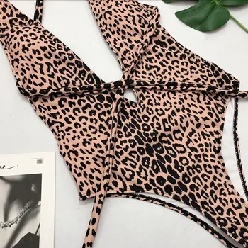 Sexy fierbinte Salopeta Femei Leopard de Imprimare Bikini Push-Up Căptușit Costume de baie costume de Baie Push Up Căptușit Costume Bandaj Biquini