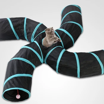 Cat Tunel Toy 4 Mod Pliabil Pet Play Tunel Tub Cu Sac De Depozitare Pentru Pisici, Catelus Iepuri Guineea Interioară Și În Aer Liber