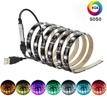 BTgeuse 2m 5m RGB Banda LED SMD 5050 5V Impermeabil Estompat Panglică de Lumină cu 44-Cheie Telecomandă pentru TV Decor Acasă