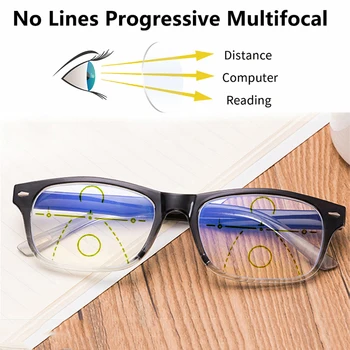 Noi Multifocală Progresivă TR90 Ochelari de Lectură a Femeilor de Bărbați, Anti Blue Ray Ochelari de vedere Ultra-light Dioptrie +1.0 +4.0