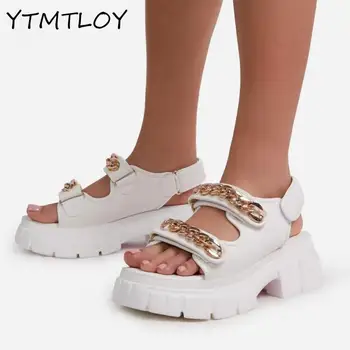 Femei Vara Sandale Multicolore din piele de Sarpe Platforma sandale Pantofi Creșterea Înălțime Cârlig Și Buclă de Tocuri inalte Lanț Zapatos