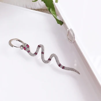 Red diamond Snake Cercei Argint 925 micro încrustat zircon moda femei rafinate Petrecere stil rafinat bijuterii
