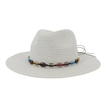 Pălării de paie vara primavara kaki alb-negru centura trupa femei pălării de protecție solară casual plaja de călătorie jazz capace handmade femei pălării