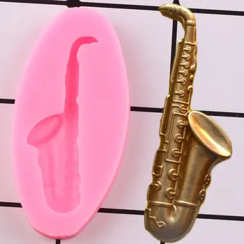 Saxofon Mucegai Silicon Baby Petrecere Cupcake Topper Fondant Matrite DIY Tort Decorare Mucegai Ciocolata Bomboane Rasina Matrite de Lut