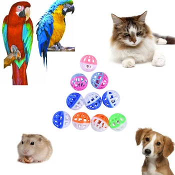 10buc/set Animal de casă Pisică Jucărie Bell Ball Formare Jucării Două Culori Mixte Bell Vocal Set de Bile pentru Papagal Pasăre Hamster Plastic Non Toxic