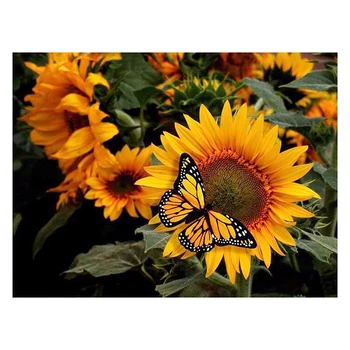 5D Diamant Pictura Kituri de Fluture de Floarea-soarelui, Burghiu Plin de Arta Pictura Abstracta DIY Stras Broderie Set Vopsea