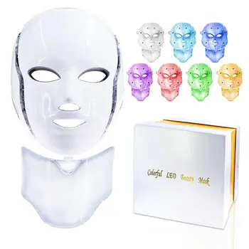 Led Masca Faciala 7 Culori Terapie Cu Lumină Masca De Frumusete Gât De Îngrijire A Feței Tratament De Întinerire A Pielii Albire Anti-Rid Acnee