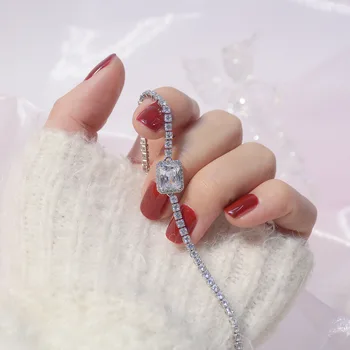 Aur de 14k placat cu Micro-incrustate cu Diamante Lanț Simplu Temperament Femeie la Modă Mare Pătrat Zircon Brățară pentru Femei