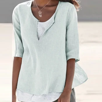 Casual v-neck femei t-shirt de vară simplu culoare solidă la mijlocul lungime de top de sex feminin topuri cu maneci scurte doamnelor topuri plus dimensiune 5xl