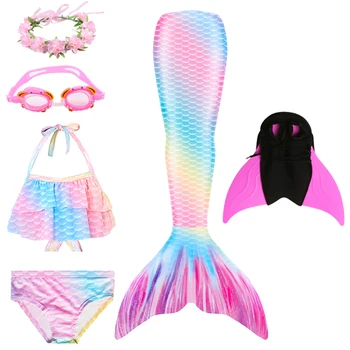Coada de sirena pentru Copii costume de Baie set cosplay costum bikini de costume de baie fete monofin haine Fete de Costume de baie 3Pcs Fete Sirena