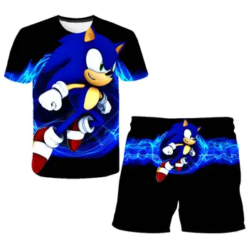 Sonic pentru Copii Seturi de Îmbrăcăminte Topuri+pantaloni Seturi de Fete Tricouri Copii pantaloni Scurți Costum Sport Baby Boys T-shirt 4 5 6 7 8 9 10 11 12-14 Ani