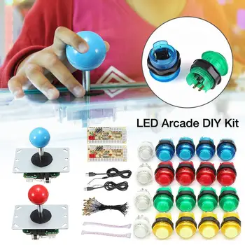DIY Arcade Joystick Kit cu 20 Led-uri Butoane USB Encoder Set Cablu de Joc Piese Accesorii