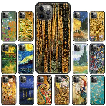 Noapte înstelată Klimt Sarutul Telefon Mobil Caz pentru iPhone 11 Pro 12 Mini 7 8 XR X 6 6S Plus XS Max 5 5S SE 2020 TPU Acoperire Moale Coque