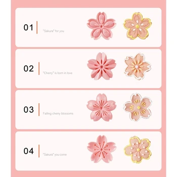 5pcs/set Sakura Cookie Matriță Timbru Biscuit Mucegai Cutter Pink Cherry Blossom Mucegai DIY Florale Mucegai Fondant de Copt Instrument de Dropshipping