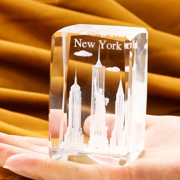 3D Laser cu Cristale de Sculptură Arhitecturală Model Statuia Libertatii New York Cristal Decor Prespapier Centru de Colectare de Origine Meserii