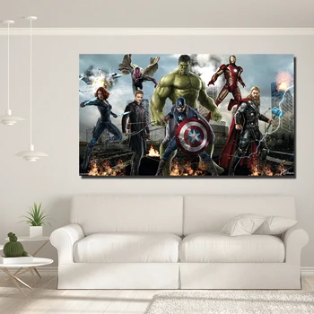Marvel Avengers Poster De Film Captain America, Hulk, Iron Man, Thor Cameră Decor De Perete De Arta De Imprimare Imagine Panza Pictura Cadou