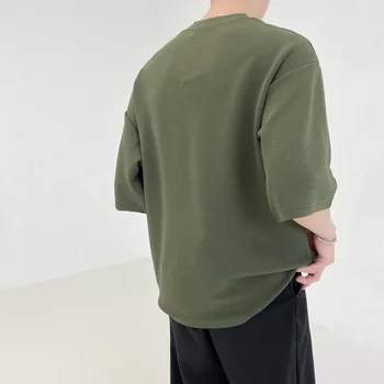 IEFB Sifon cu Maneci Scurte T-shirt Pentru Bărbați 2021 Nou Liber Armata Verde Tee Vara Tendință de Moda coreeană Liber de Dimensiuni Mari Topuri 9Y6980