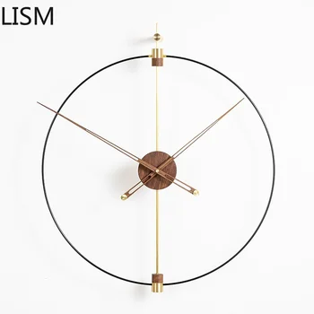 Creative Minimalist Ceas de Perete cu Design Modern Ceas de Perete Mare de Metal din Lemn Tăcut Living de Lux de Aur Home 3d Decore Cadouri
