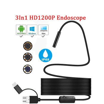 Noi 7.0 mm Endoscop cu Camera HD 1080P, USB Endoscop cu 6 LED-uri 3.5/5/10M de Cablu rezistent la apa Inspecție Puncte pentru Android pe PC