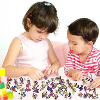 DIY Puzzle din Lemn Leu Neregulate în Formă de Joc de Puzzle Cadou Jucărie pentru Copii Adult Decor Ornament Puzzle-uri Consumabile