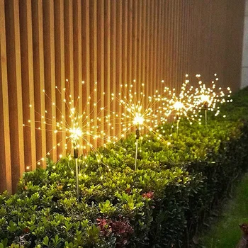 Alimentat de energie solară în aer liber, Iarba Glob de Păpădie focuri de Artificii Lampa Flash Șir 90 LED-uri /120 LED Pentru Grădină cu Gazon, cu Peisaj de Vacanță Lumina