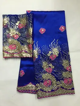2020 Cea Mai Bună Calitate Royal Albastru African George Dantela Tesatura Paiete Brodate Cu Mătase, Cu Dantelă Pentru India Femei Rochie De Mireasa Material