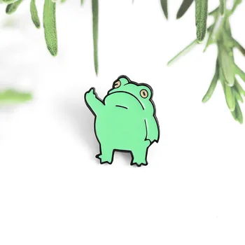 Broasca amuzant Broșe Verde Animale Email Pin Sac de Pin Rever Anime Froggy Gest Insignă de Metal Bijuterii Cadou pentru Prietenii en-Gros