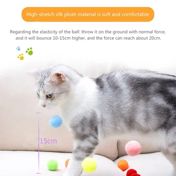 30pcs Amuzant Pisica Jucării Întinde Minge de Plus Rezistent La Mușcătură de Pisică Jucărie Colorat Interactiv Pisica Pisoi Pom Pom Mingea Jucărie de ros #