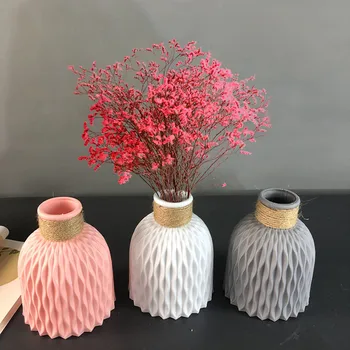 Trei culori 11x15.5x5cm Acasă Vaza Decor din Plastic Retro Vaza Aranjament de Flori Vaza de Flori Milano Flori Desktop Vaza