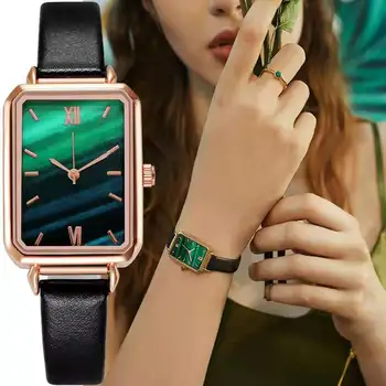 SHSHD Femei Brand Ceasuri Piața de Moda Doamnelor Cuarț Ceas Brățară Set de Apelare Verde Simplu, Aur roz a ochiurilor de Plasă de Lux pentru Femei Ceasuri