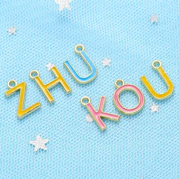 ZHUKOU ROZ-O-Z Scrisoare Farmece Email Farmece Alfabet Scrisoare Inițială Handmade Pandantiv Pentru femei Bijuterii Accesorii VD926