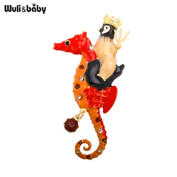 Wuli&copilul de Email Pegion Plimbare Seahorse Broșe Pentru Femei Animale Amuzant Casual, Petrecere Broșă Pin Cadouri