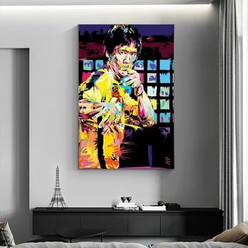 Rezumat Bruce Lee Portret de Artă Panza Pictura Postere si Printuri Chineză Kung Fu Maestru Arta de Perete Poza pentru Living Decorul Camerei