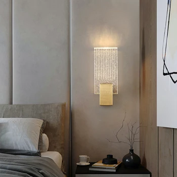 Deyidn Moderne de Cristal Lampă de Perete Simplu Cupru Tranșee Lumina Lux, Living Sufragerie Fundal Dormitor Scara de Aur Lampă de Perete