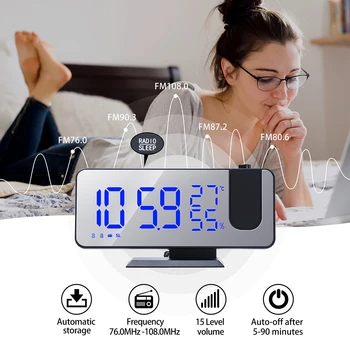 Proiectie Ceas cu Alarmă LED-Ceas Electronic Cu Radio FM Multifuncțional Oglindă Ceas 2021 Nou Decor Acasă Noptiera Ceas