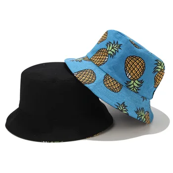 Panama Pălărie Găleată Bărbați Femei Vara, Galeata Cu Capac Ananas Banane Imprimare Pescar Pălărie Bob Hip Hop Gorros Reversibile Pălăria De Pescuit