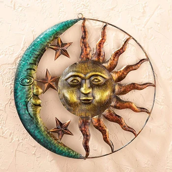 Perete de Metal Art Decor Creativ Sun Moon Statuie Agățat Ornamente de Decor pentru Casa Living Gradina din Fonta Perete de Metal